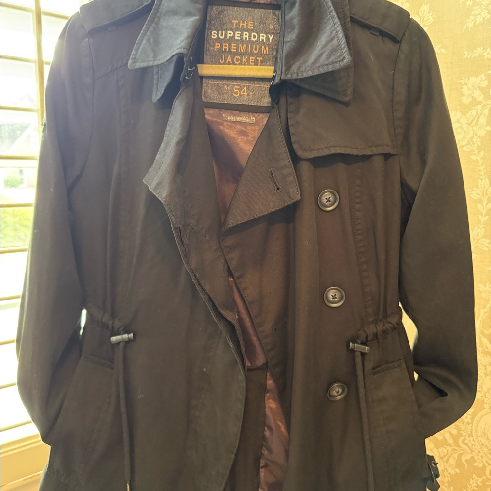 Superdry black trench Jacket